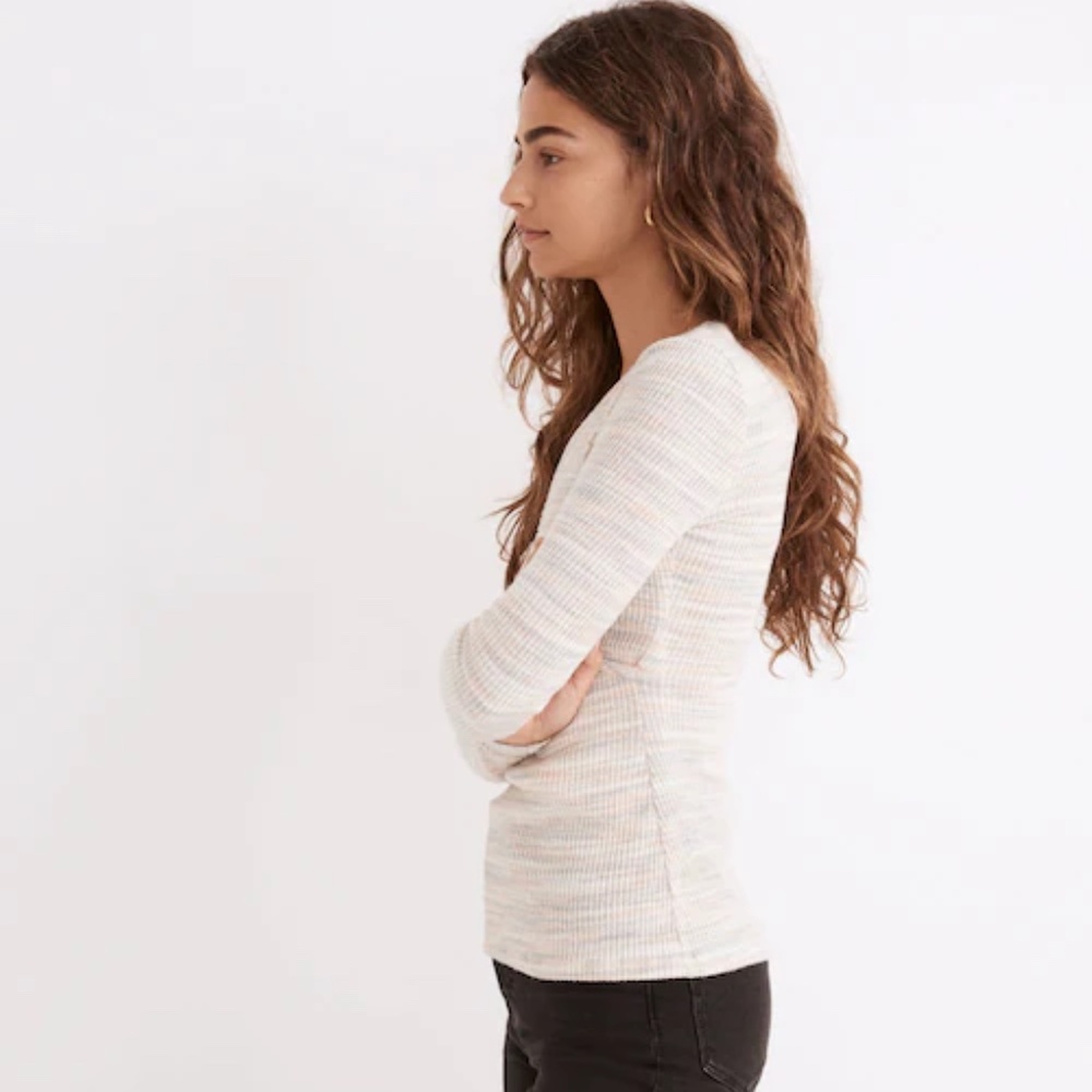 NWOT Madewell Space-Dye Faux-Wrap Top - Picture 2 of 5
